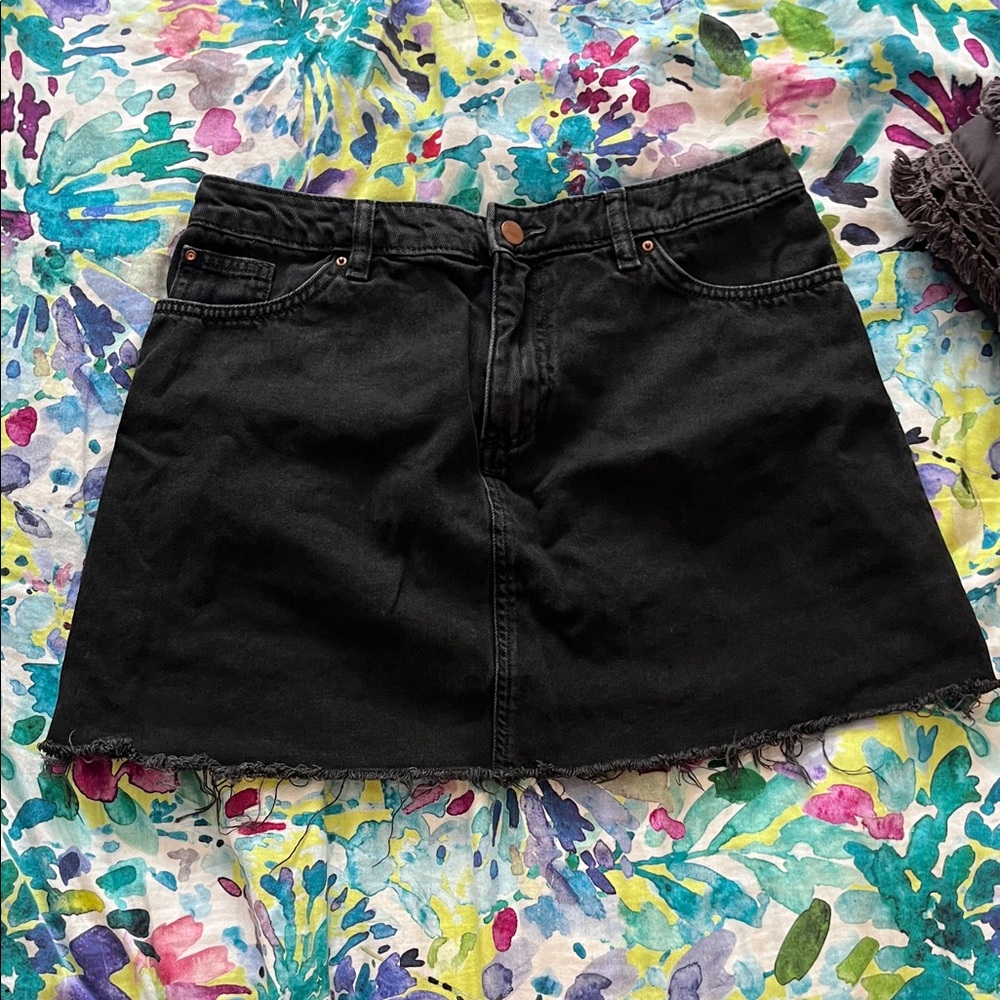 Divided Black Denim Mini Skirt